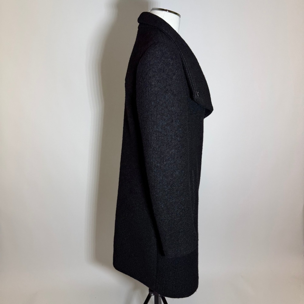 Kenneth Cole Wool Blend Asymmetrical Boucle Walker Coat Black Womens Small S - Picture 3 of 12